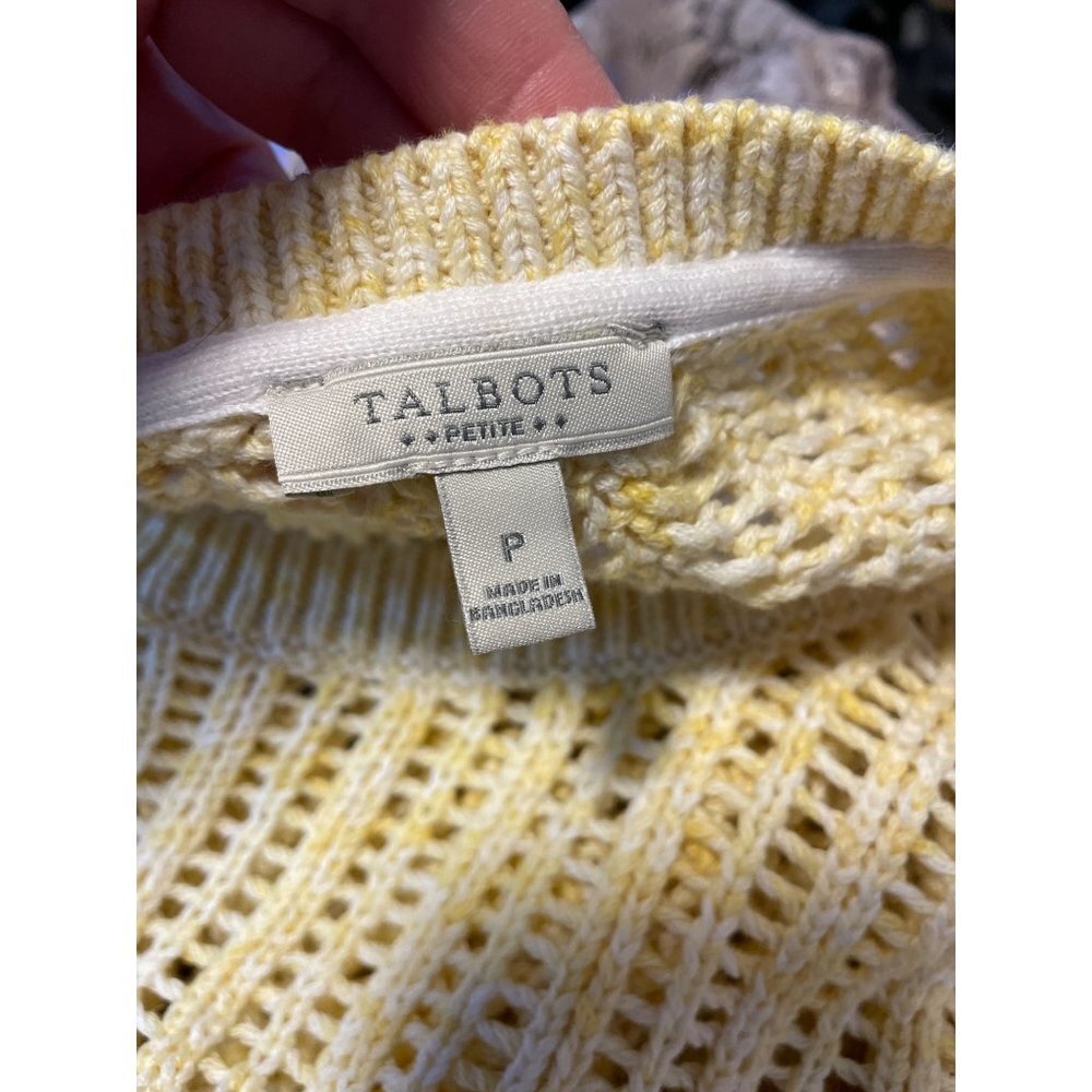 Talbots Yellow Open Knit Cotton Pullover Sweater Sz S - Picture 5 of 10